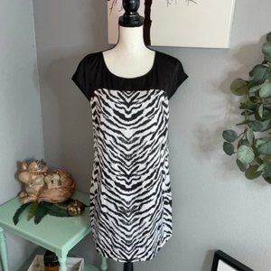 NWT New Express Medium Stunning Black White Zebra Animal Print Dress